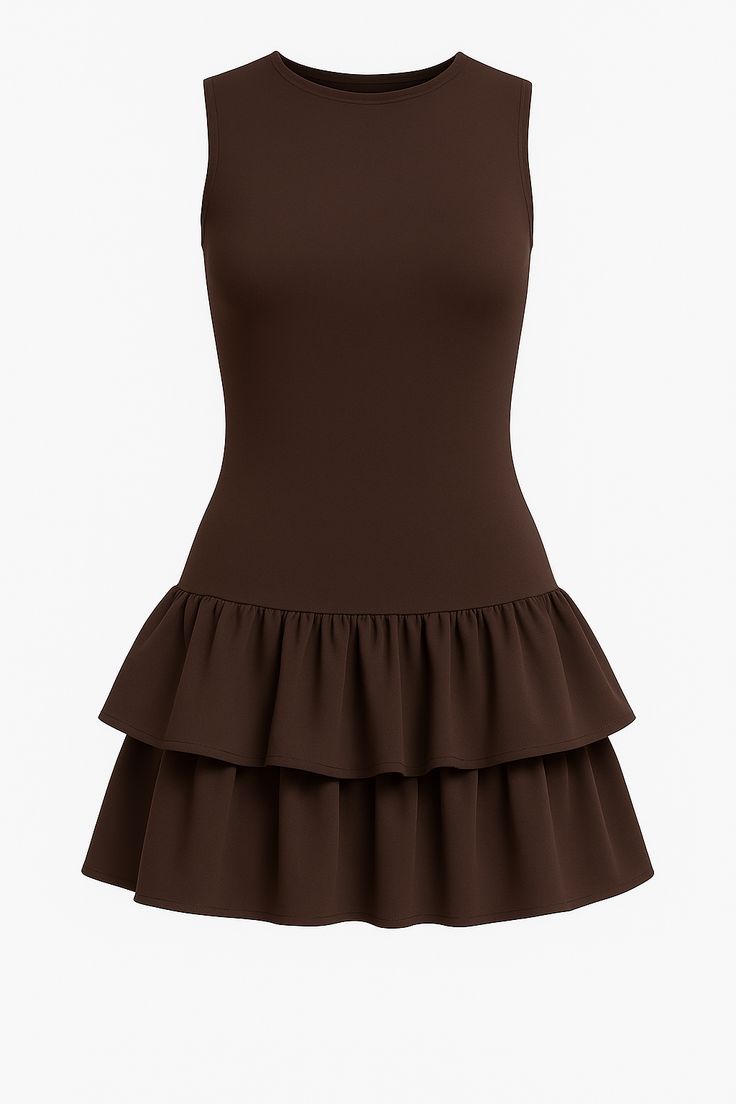 Brown dress with ruffles